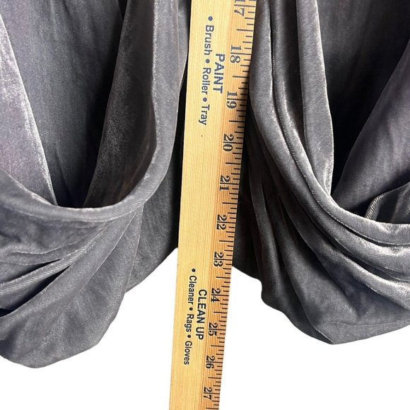 Elevenses by Anthropologie Grey Velvet Blazer Draped Front Relaxed Fit Jacket 4 - Picture 9 of 11